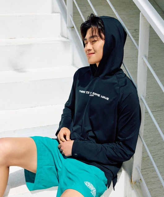 밸롭몰 오션 웨이브 후드 래쉬가드 블랙, ballop