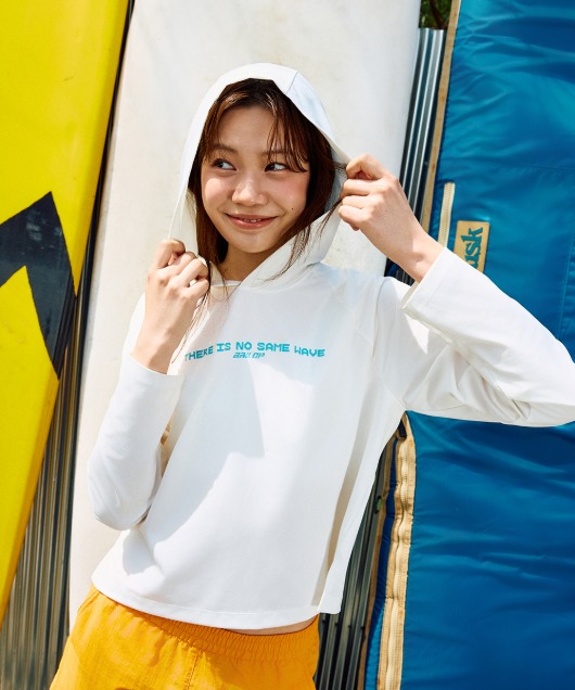 밸롭몰 오션 웨이브 후드 래쉬가드 오프화이트, ballop